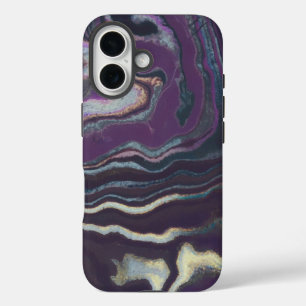 Luxe holografische iriserende marmeren wervelingen iPhone 16 hoesje
