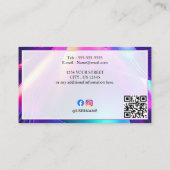 Luxe Holografische Minimale QR Code & Social Media Visitekaartje (Achterkant)