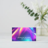 Luxe Holografische Minimale QR Code & Social Media Visitekaartje (Staand voorkant)