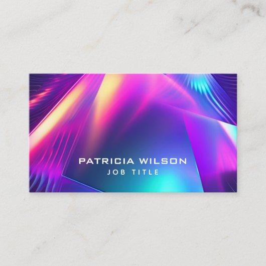 Luxe Holografische Minimale QR Code & Social Media Visitekaartje (Voorkant)