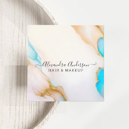Luxe Holografische Opal Agaat Marmer Goud Details Vierkante Visitekaartje