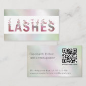 Luxe holografische vlinders wimpers typografie visitekaartje (Voorkant / Achterkant)