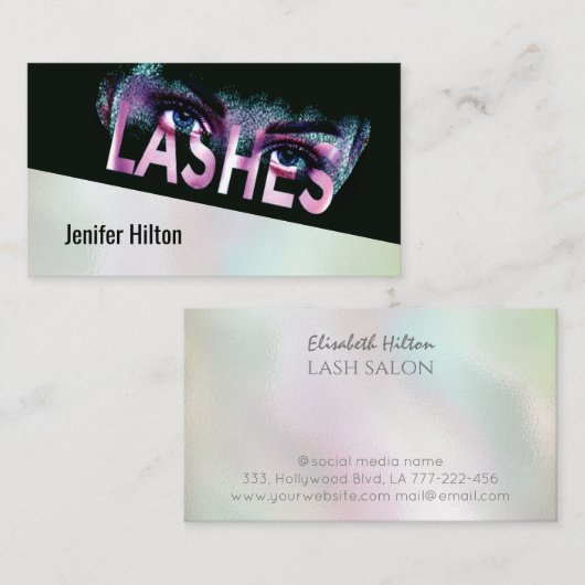 Luxe holografische wimpers dispersie effect logo visitekaartje (Voorkant / Achterkant)