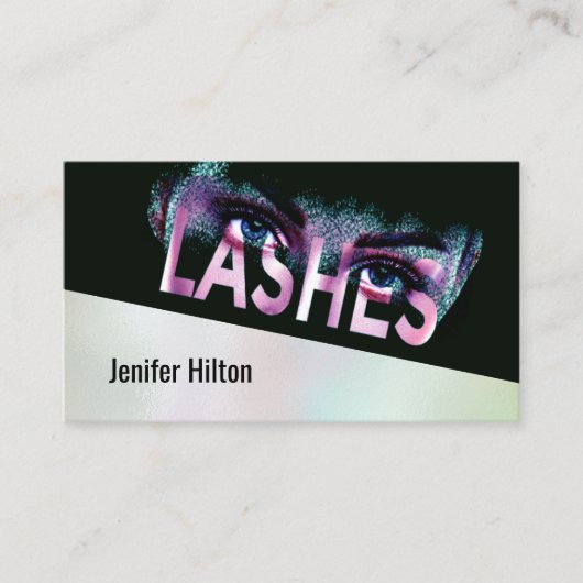 Luxe holografische wimpers dispersie effect logo visitekaartje (Voorkant)