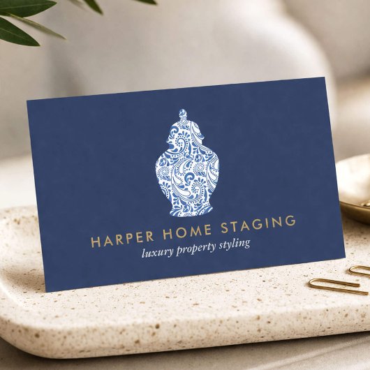 Luxe Home Staging Blue Ginger Jar Logo Visitekaartje