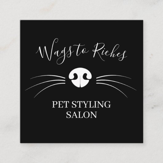 Luxe hond Grooming Pet Service Zwart Vierkante Visitekaartje (Voorkant)