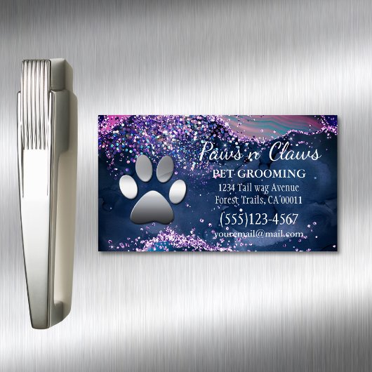 Luxe Hond Huisdier Grooming Paw Agaat Magnetisch Visitekaartje