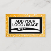 Luxe Honey Gold Sparkle Logo Fotosjabloon Visitekaartje (Voorkant)