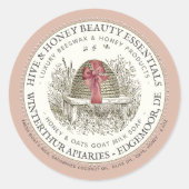 Luxe Honey Soap Label Roos Roze met Skep en Bow (Voorkant)