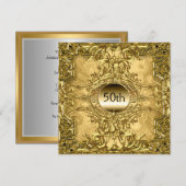 Luxe Hot 50ste verjaardagsfeest Goud Kaart (Voorkant / Achterkant)