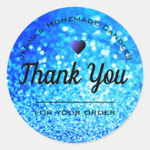 Luxe hot Blue Glitter Elegant Eenvoudig bedankt Ronde Sticker