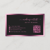 Luxe Hot Pink Folie Lijst Modern Script Monogram Visitekaartje (Achterkant)