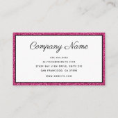 Luxe Hot Pink Glitter Script Visitekaartje (Achterkant)