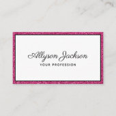 Luxe Hot Pink Glitter Script Visitekaartje (Voorkant)