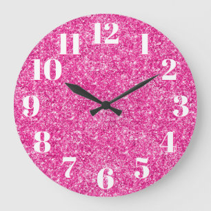 Luxe Hot Pink Glitter Trendy Nummers Grote Klok