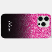Luxe Hot Pink Glitter Zwarte Gradiënt Case-Mate iPhone Case (Achterkant (horizontaal))