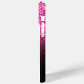 Luxe Hot Pink Glitter Zwarte Gradiënt Case-Mate iPhone Case (Achterkant / Links)