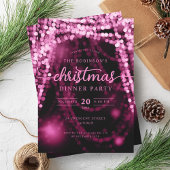 Luxe Hot Pink Winter Lights Kerstmis Kaart