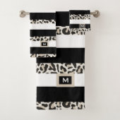 Luxe Hotel Monogram Black Roos Gold White Bath Bad Handdoek (Insitu)