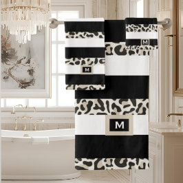 Luxe Hotel Monogram Zwart Roze Goud Wit Bad  Handdoek