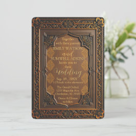 Luxe Houten Arabesque bruiloft uitnodiging