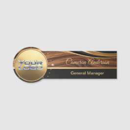 Luxe houten naamplaatje met zwart goud