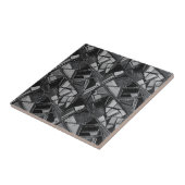 Luxe Houtskool Zilver Abstracte Olie Kunst Tegeltje (Zijkant)
