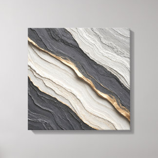 Luxe houtskoolgrijze en ivoorkleurige gestructuree canvas afdruk