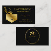 Luxe Huisdier Grooming Zwart Goud Afspraakkaart Afsprakenkaartje (Voorkant / Achterkant)