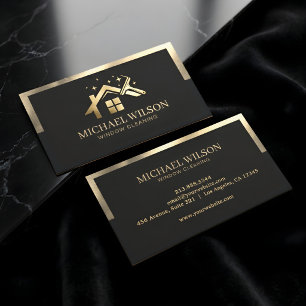 Luxe Huisservice Black & Gold Raamreiniging Visitekaartje