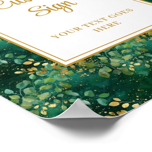 Luxe Hunter Groen Goud Eucalyptus Custom Sign Poster (Hoek)