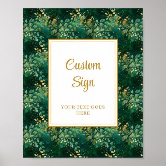 Luxe Hunter Groen Goud Eucalyptus Custom Sign Poster (Voorkant)