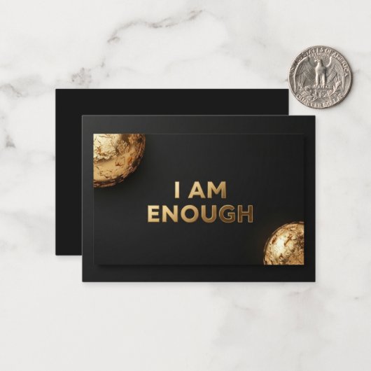 Luxe "I AM ENOUGH" Affirmation Card Notitiekaartje (Voorkant / Achterkant in situ)