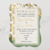 Luxe Ierse groene en goudvochtige bruiloft Kaart (Voorkant / Achterkant)