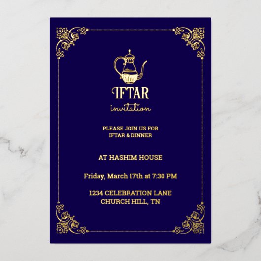 Luxe Iftar-feest Folie Uitnodiging (Voorkant)