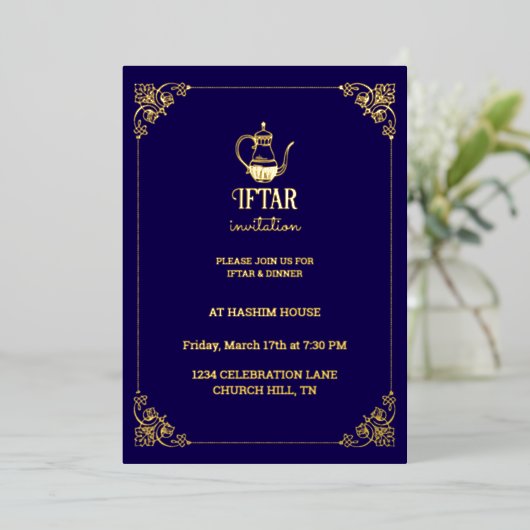 Luxe Iftar-feest Folie Uitnodiging (Staand Voorkant)