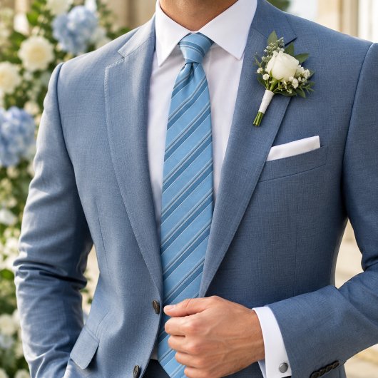 Luxe ijsblauwe Repp Stripe Stropdas