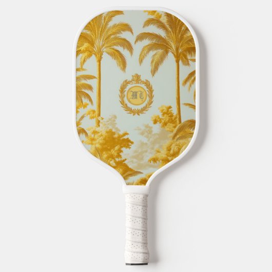 Luxe Imperial Monogrammed Gouden Palm Tree Pickleball Paddle (Voorkant)