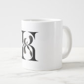 Luxe in elkaar grijpende Initialen Monogram Elegan Grote Koffiekop (Voorkant rechts)