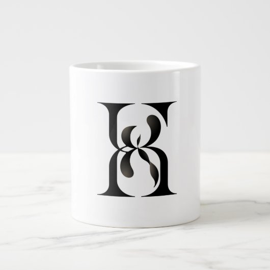 Luxe in elkaar grijpende Initialen Monogram Elegan Grote Koffiekop (Voorkant)