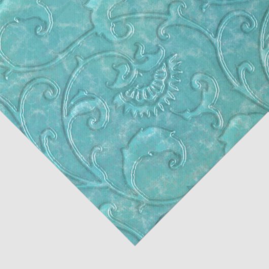 Luxe in reliëf gemaakte Blauwgroen bloemenwijnstok Tissuepapier (Detail)