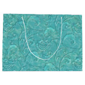Luxe in reliëf gemaakte Blauwgroen Floral Vine Gif Groot Cadeauzakje (Achterkant)