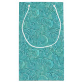 Luxe in reliëf gemaakte Blauwgroen Floral Vine Gif Klein Cadeauzakje (Achterkant)