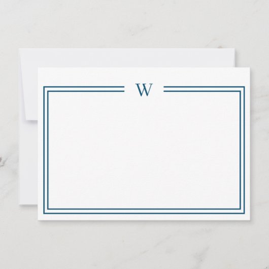 Luxe Initiaal Personal Stationery Blauwgroen Note  Notitiekaartje (Voorkant)