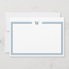 Luxe Initiaal Personal Stationery Blauwgroen Note  Notitiekaartje