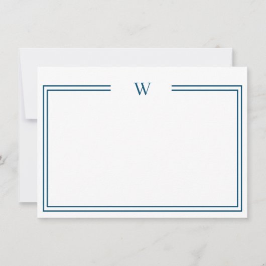 Luxe Initiaal Personal Stationery Blauwgroen Note  Notitiekaartje (Voorkant)