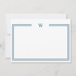 Luxe Initiaal Personal Stationery Blauwgroen Note  Notitiekaartje