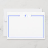 Luxe Initiaal Personal Stationery Blue Notitiekaartje (Voorkant)