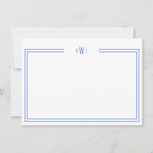 Luxe Initiaal Personal Stationery Blue Notitiekaartje (Voorkant)