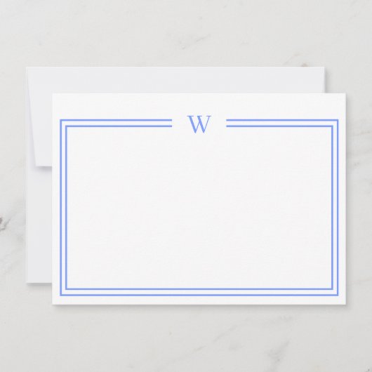 Luxe Initiaal Personal Stationery Blue Notitiekaartje (Voorkant)